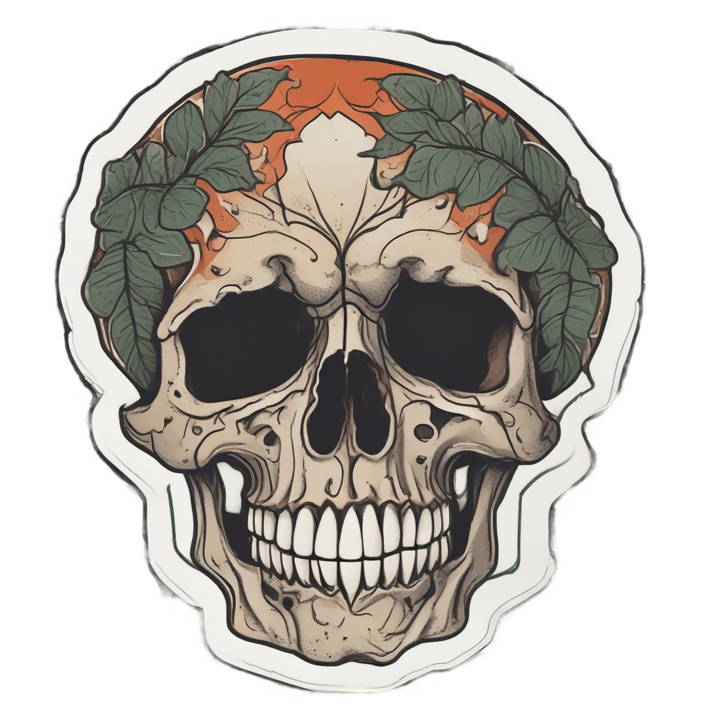Geometric Skull with Vines — geometric stickers