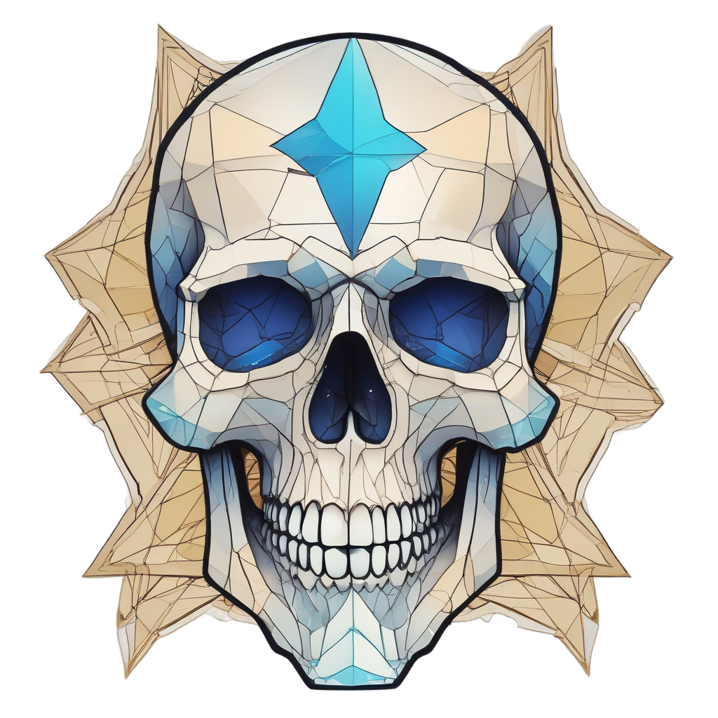 Geometric Star Skull — line-art skull stickers