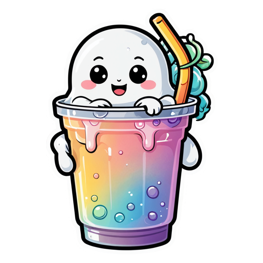 Boba Ghost (holographic) — ghost stickers