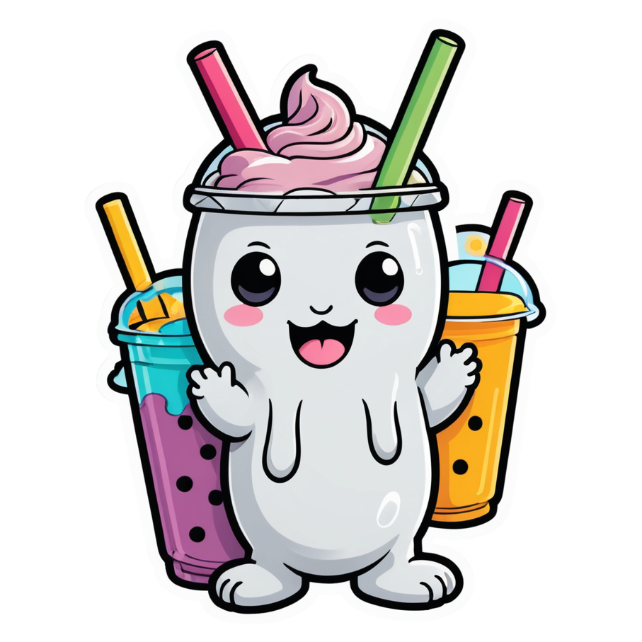 Boba Ghost (neon) — ghost stickers