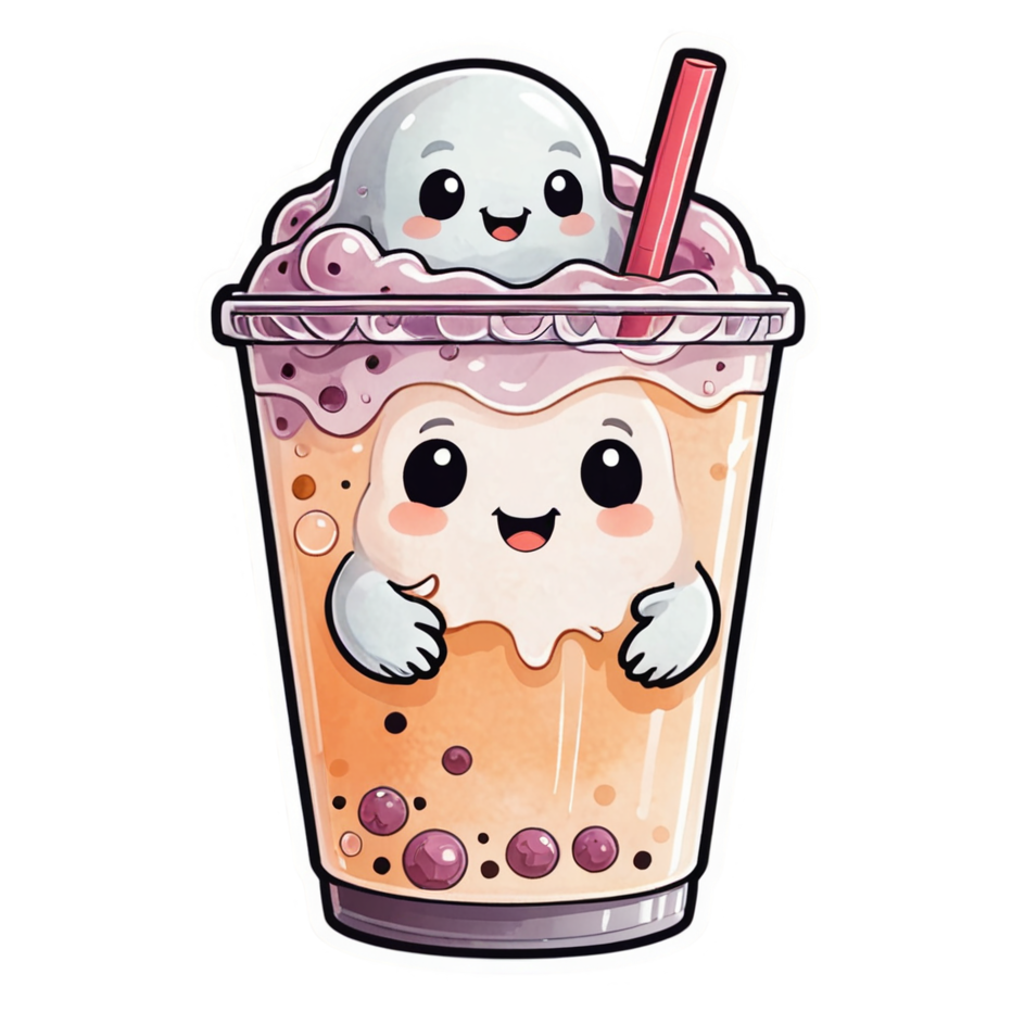 Boba Ghost (watercolor) — ghost stickers