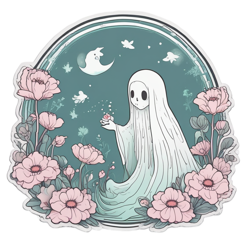 Ghost Gardener with Flower — ghost stickers