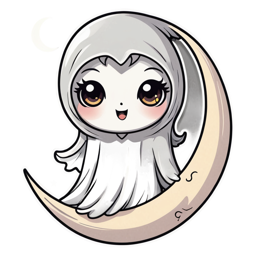 Moonlit Ghost (kawaii) — ghost stickers