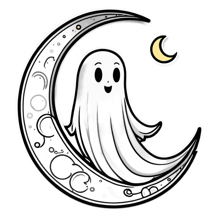 Moonlit Ghost (lineart) — ghost stickers