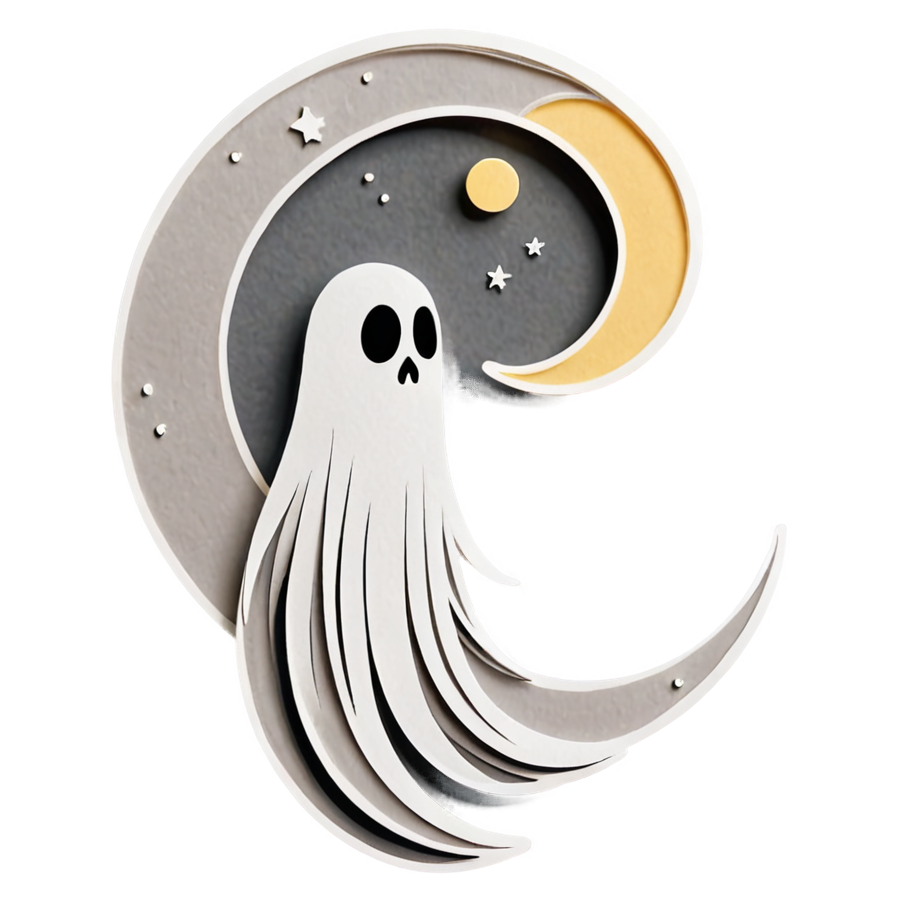Moonlit Ghost (papercut) — ghost stickers