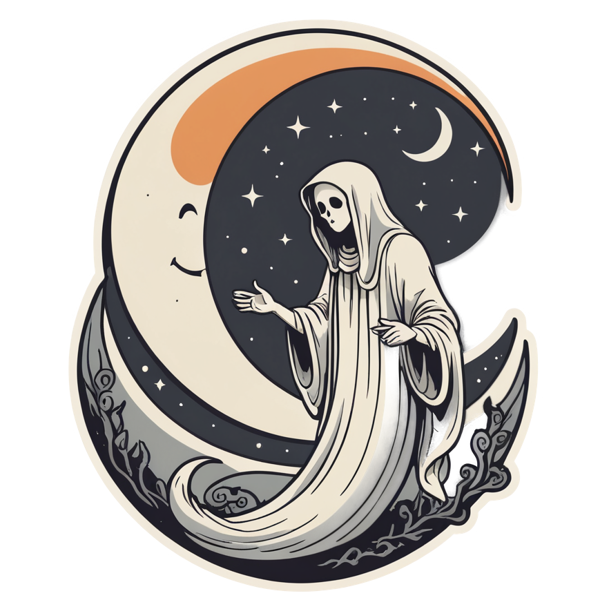 Moonlit Ghost (retro) — ghost stickers