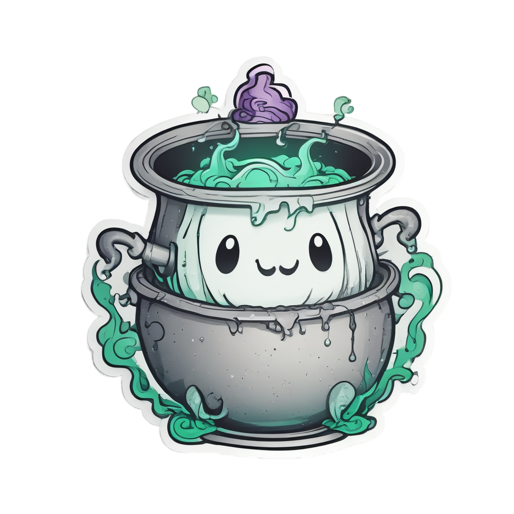 Ghost Peeking from Cauldron — witchy & occult stickers