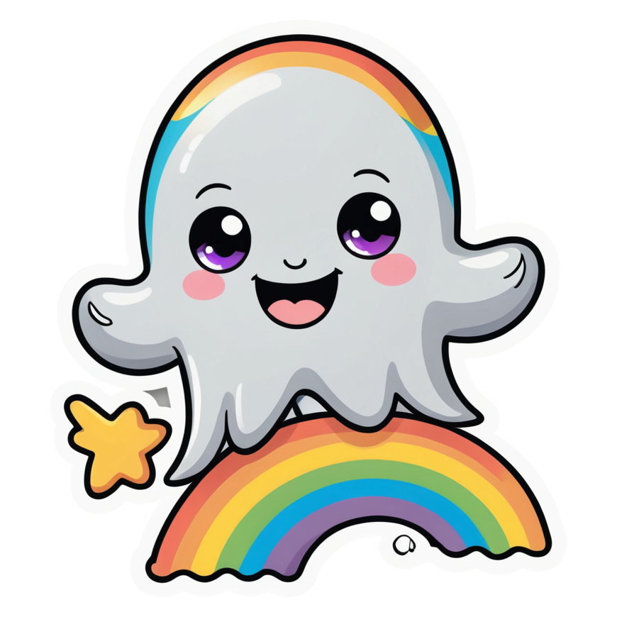 Rainbow Ghost (kawaii) — ghost stickers