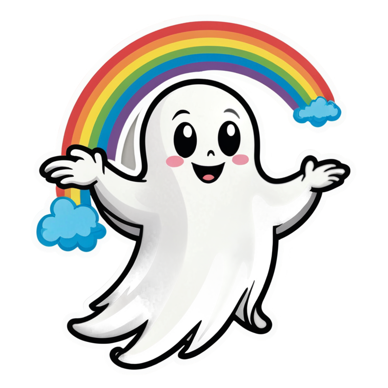 Rainbow Ghost (lineart) — ghost stickers