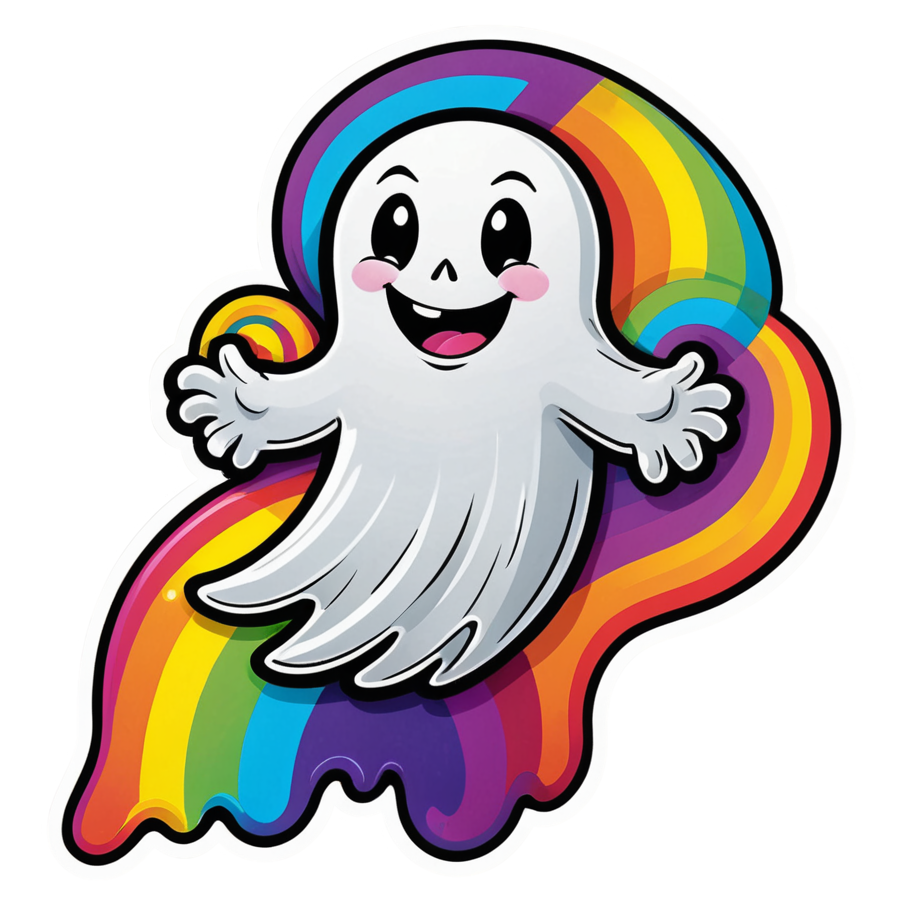 Rainbow Ghost (neon) — ghost stickers
