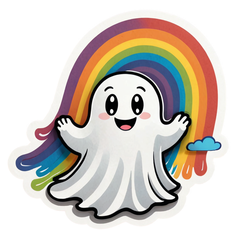 Rainbow Ghost (papercut) — ghost stickers