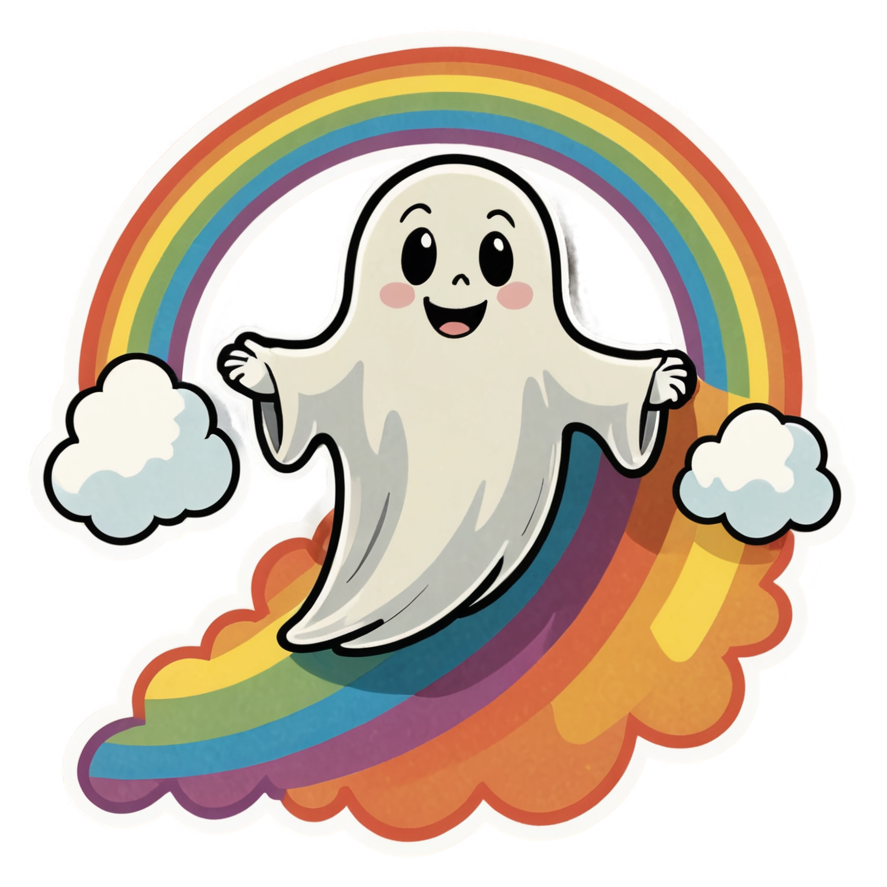 Rainbow Ghost (retro) — ghost stickers