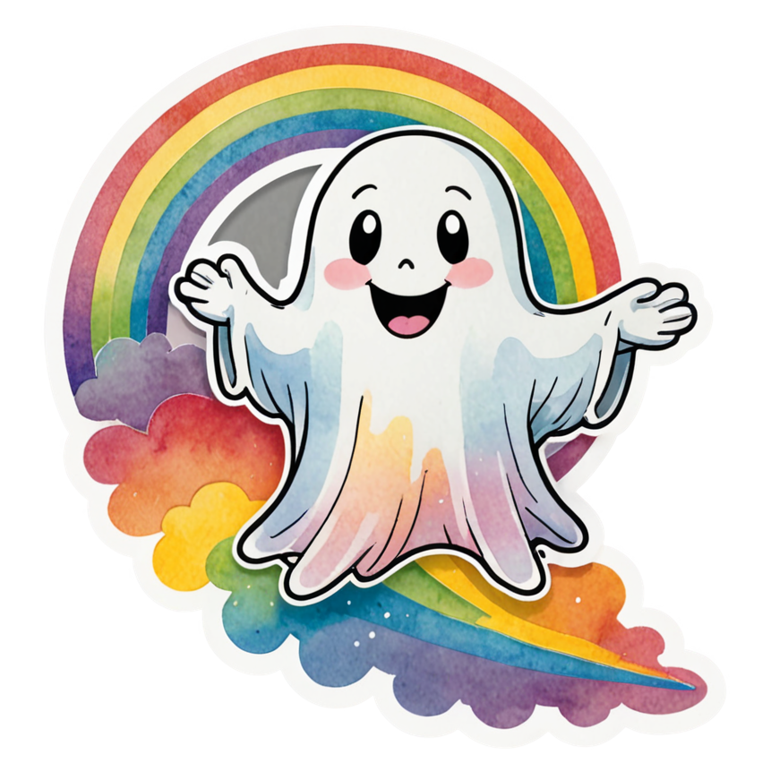 Rainbow Ghost (watercolor) — ghost stickers