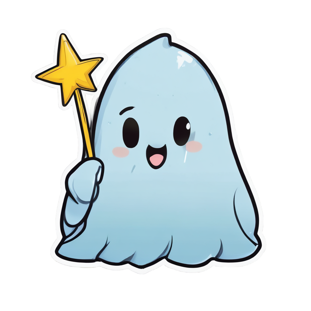 Ghost with Starry Wand — ghost stickers