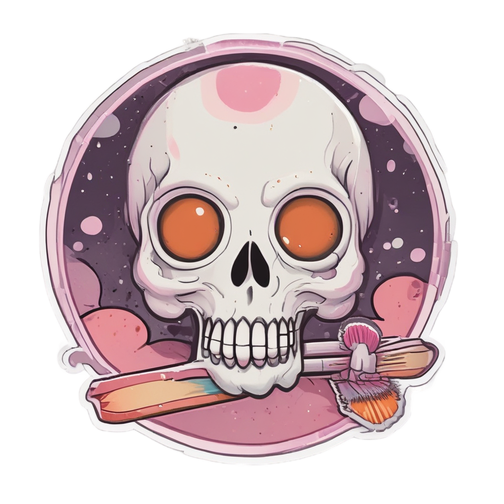 Gibbous Moon Skull Artist — mystical skull stickers