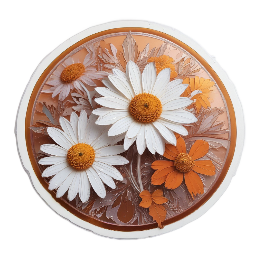 Gilded Daisy Blossom — pressed flowers stickers