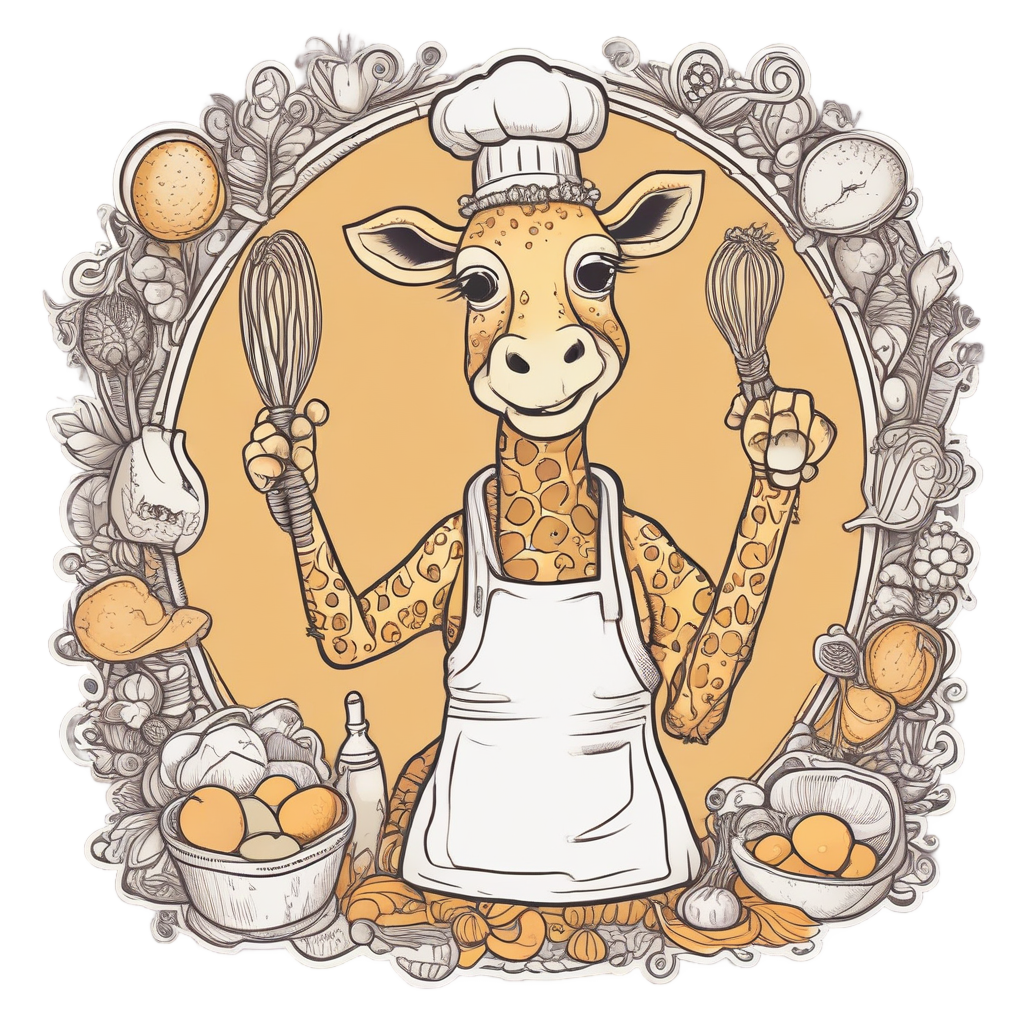 Giraffe Chef with Whisk — safari nursery stickers