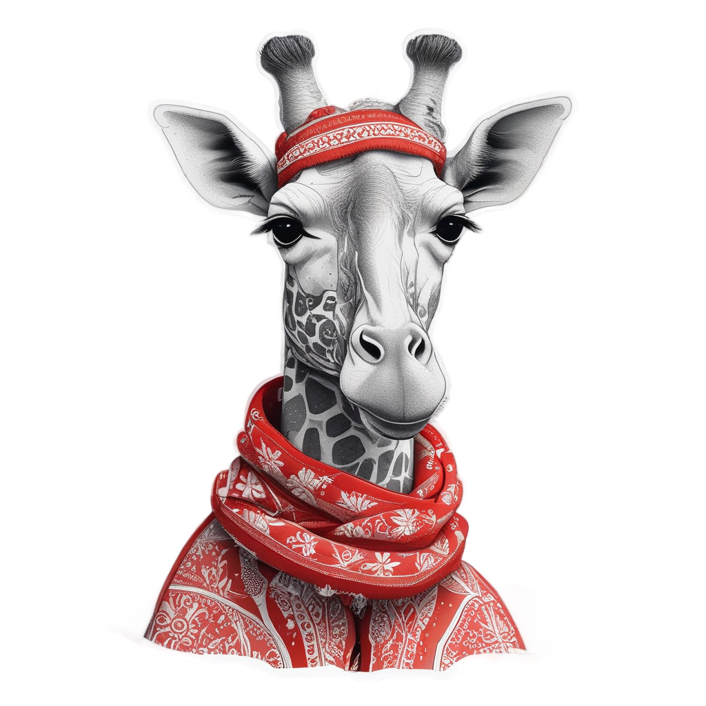 Giraffe in Scarf Winter — safari nursery stickers