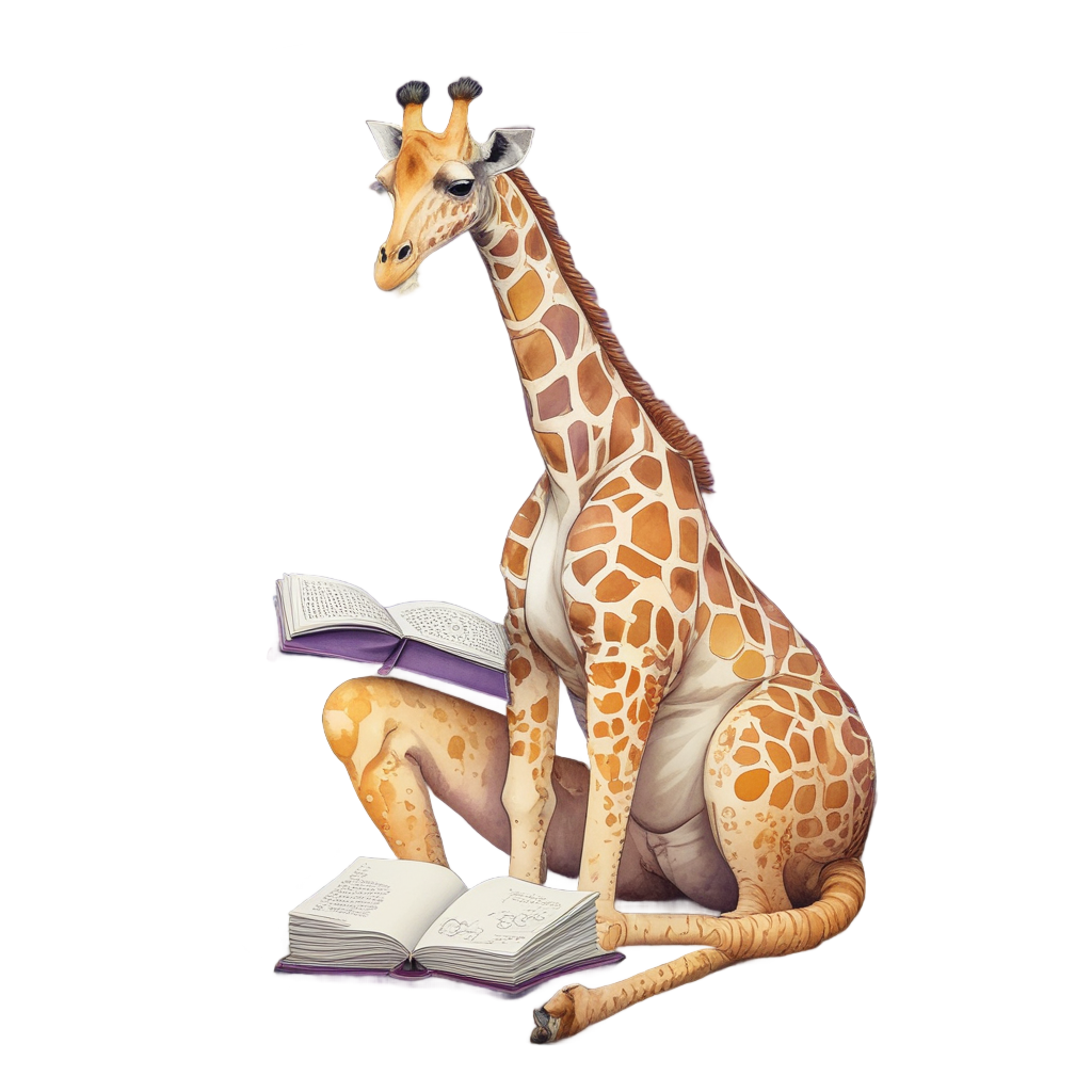 Giraffe Reads a Book — safari nursery stickers