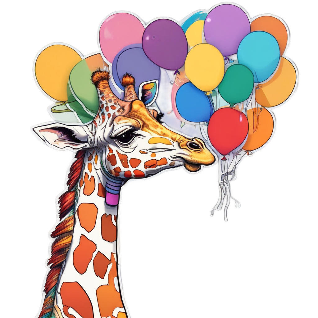 Giraffe with Balloons — safari nursery stickers