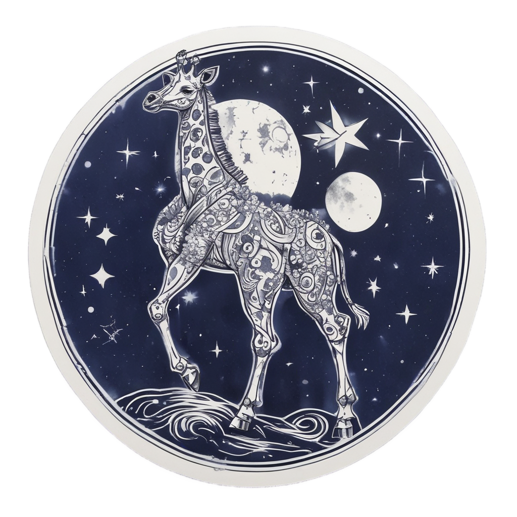 Giraffe with Stars and Moon — safari nursery stickers