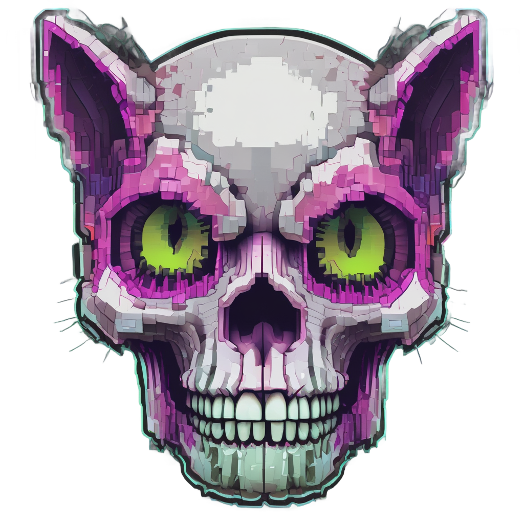Glitch Pixel Skull — cute skull stickers