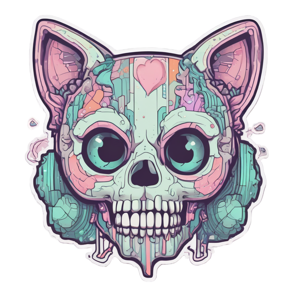 Glitch Skull Cat Ears — cat stickers