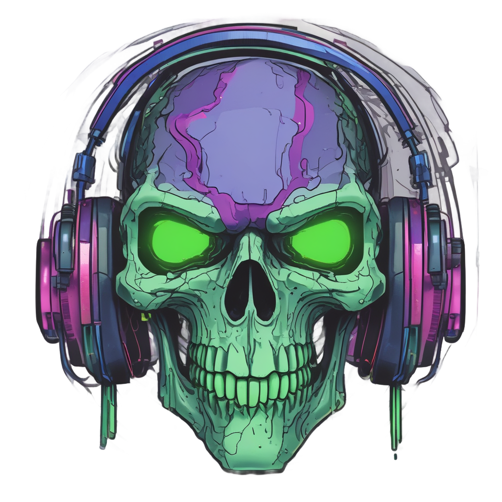 Glitch Skull Gamer — pixel stickers