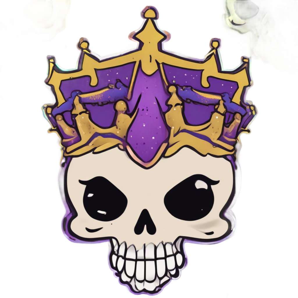 Glitter Grump Skull — blackwork skull stickers