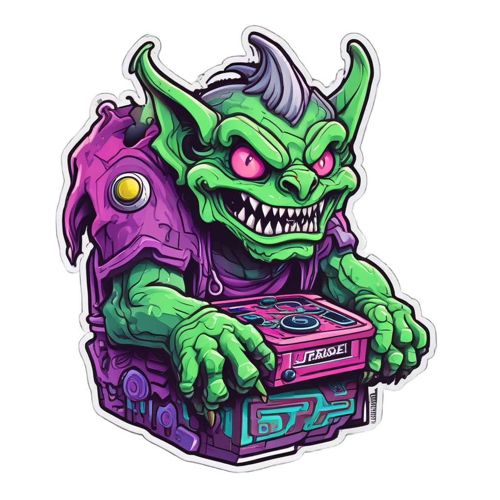 Gloom Gargoyle's Neon Glare — horror stickers