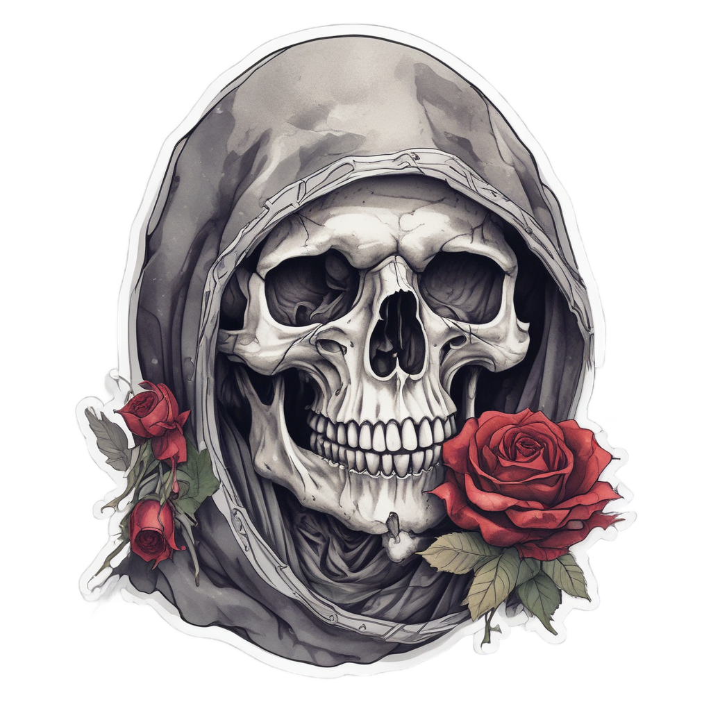 Gloomy Reaper with Rose — reaper skull stickers