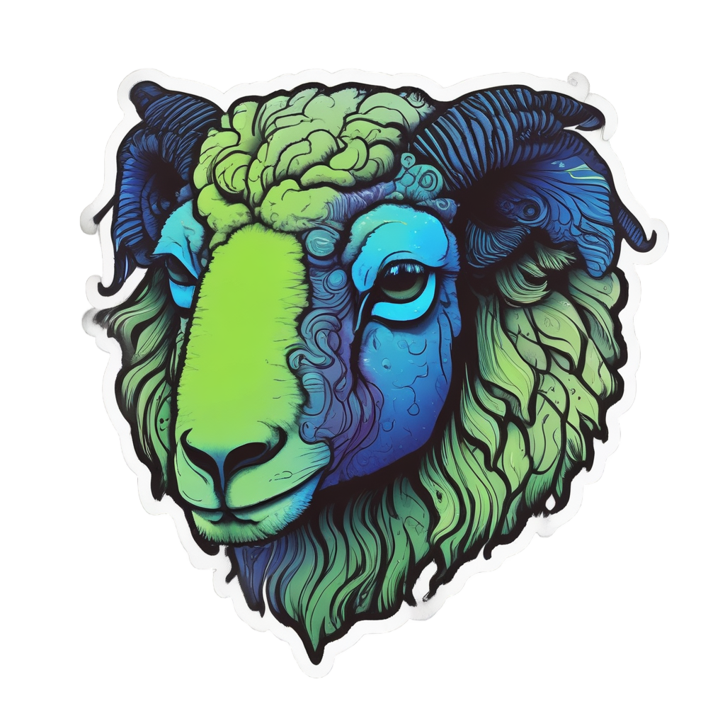 Glow-in-Dark Skull Sheep — farm animals stickers