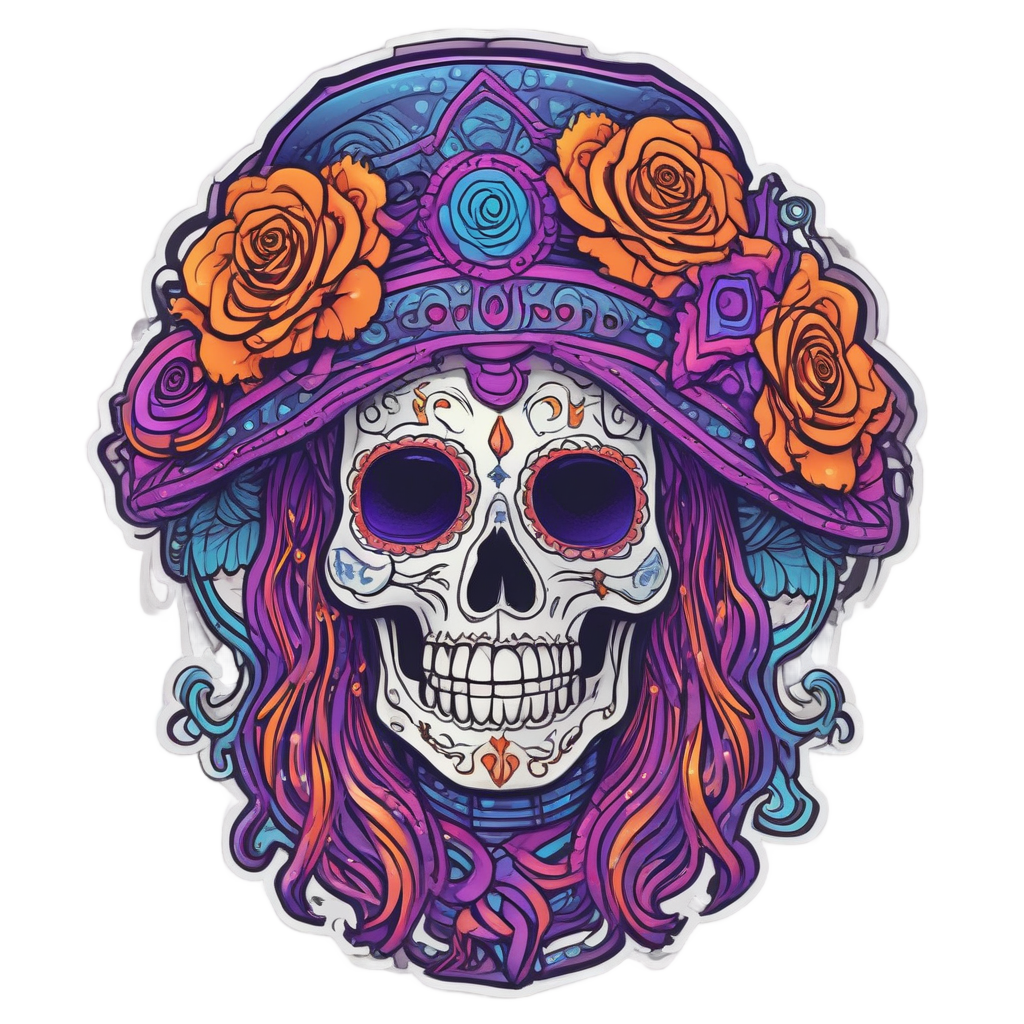 Glow Wire Catrina — sugar skull stickers