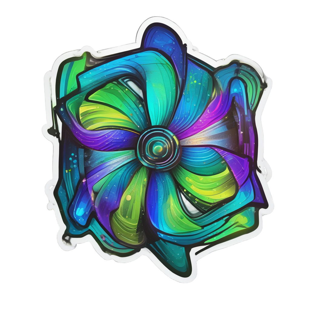 Glowing Atom Pinwheel — abstract & patterns stickers