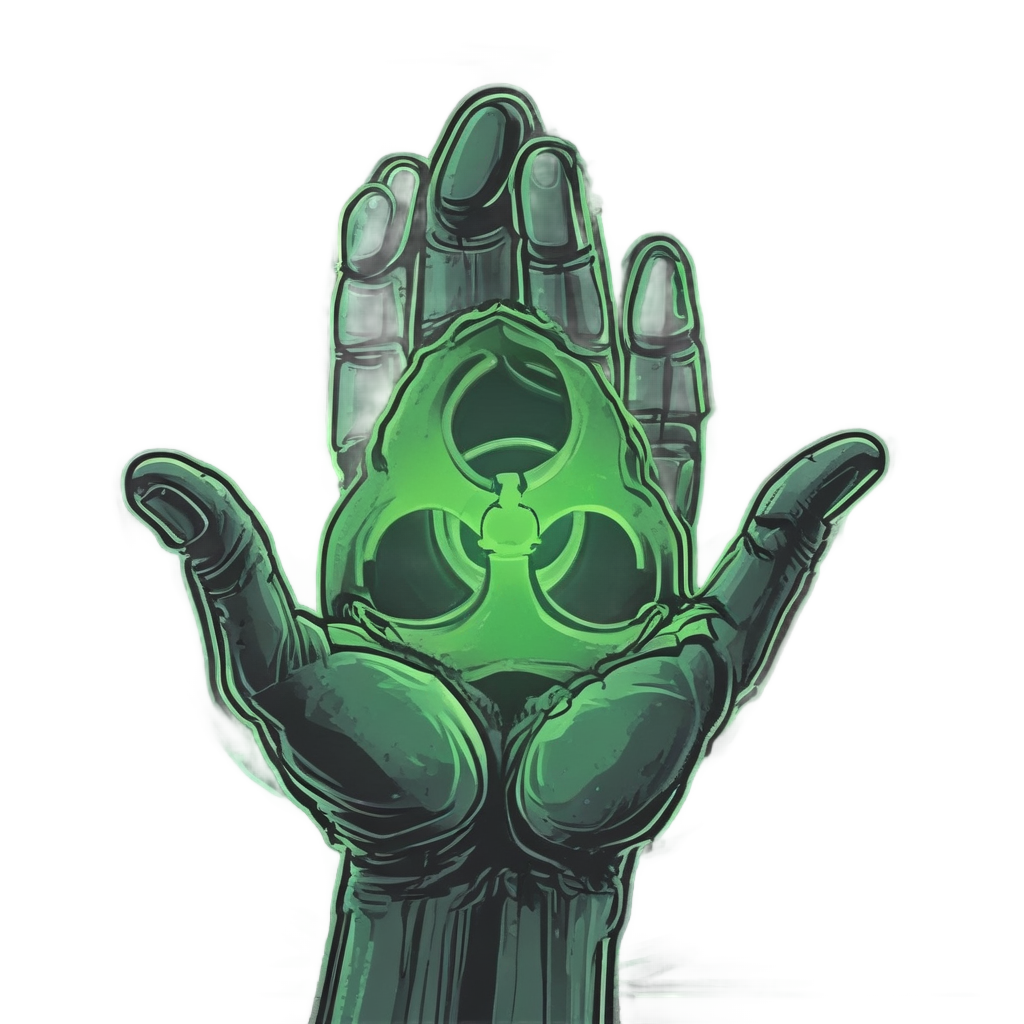 Glowing Biohazard Hand Reaching — biohazard stickers