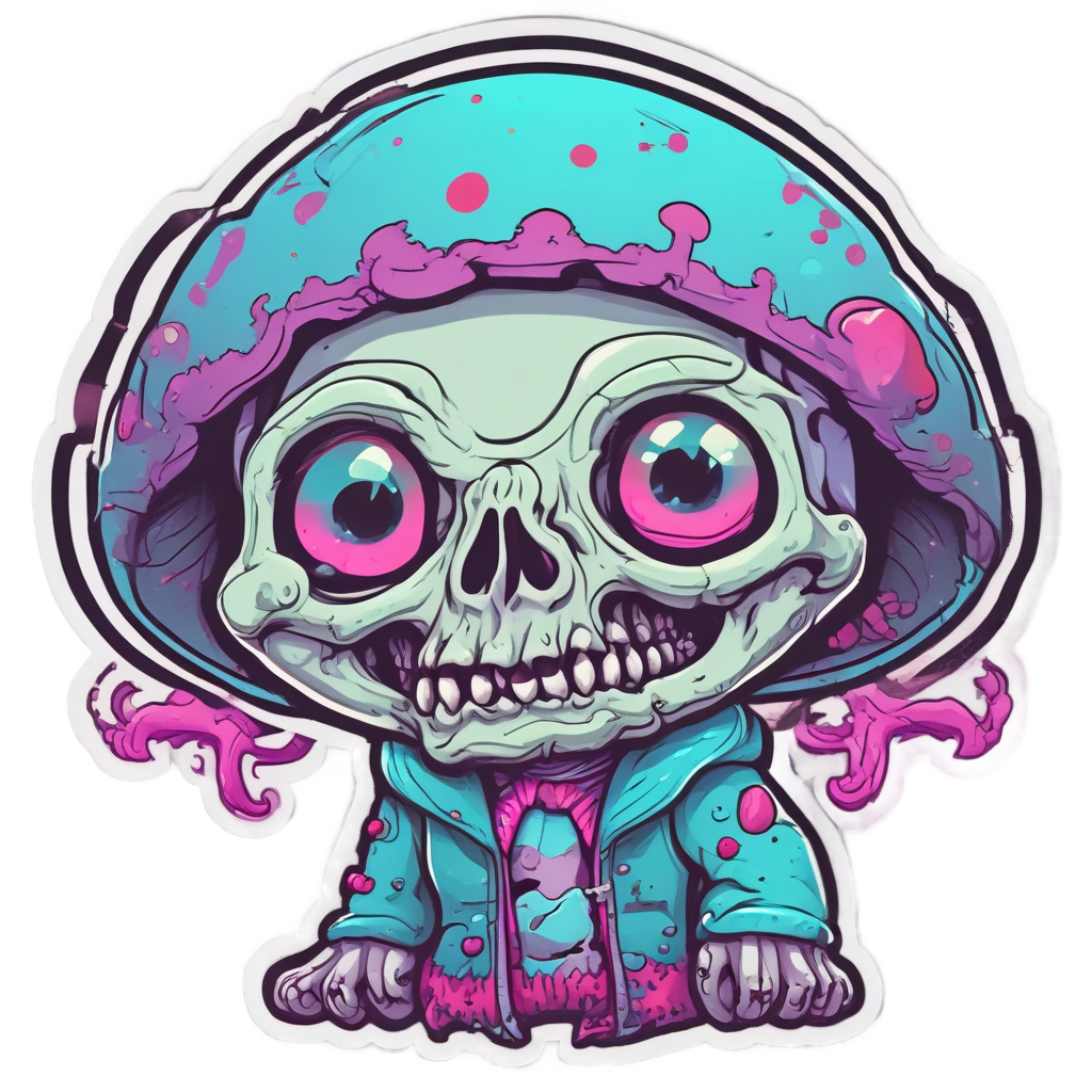 Glowing Brains Bloom — horror stickers