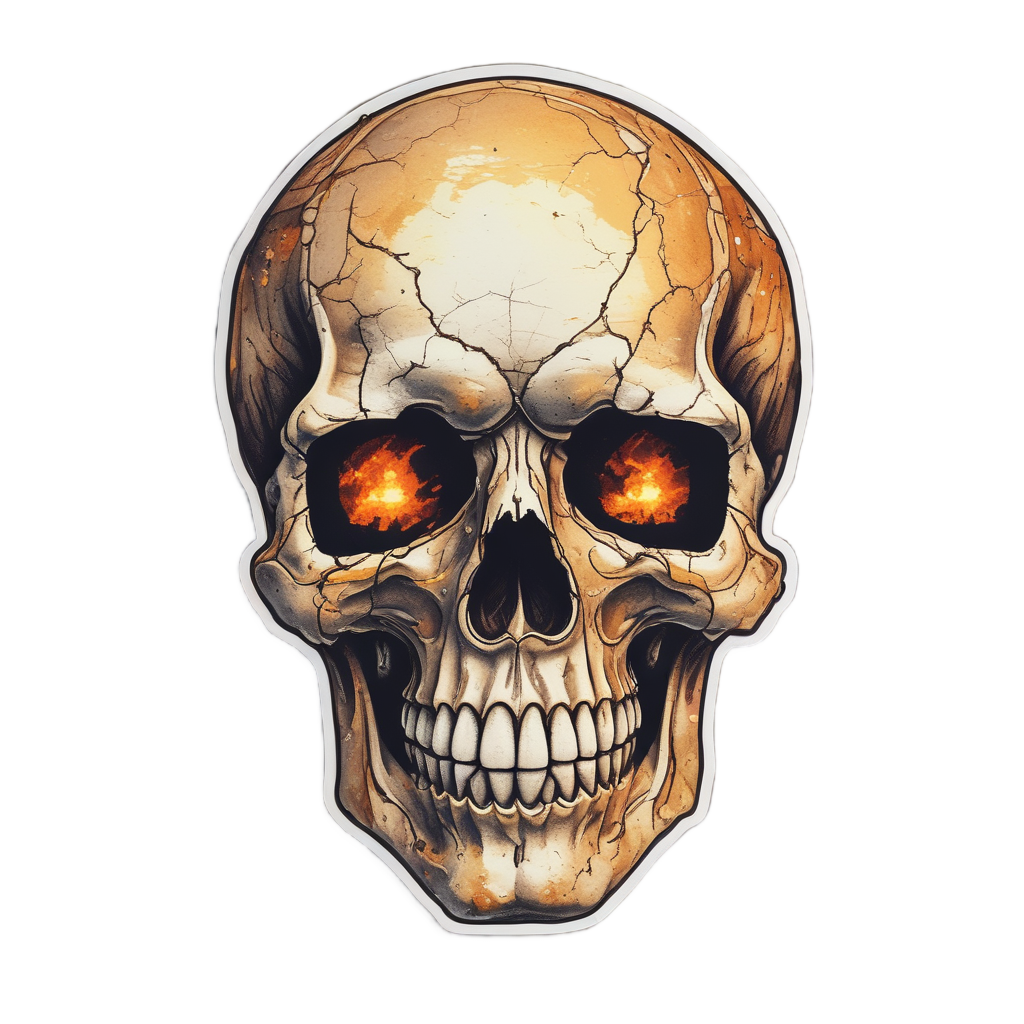 Glowing Ember Skull — flaming skull stickers