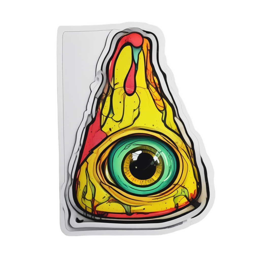 A lava lamp with a neon green and yellow eyeball