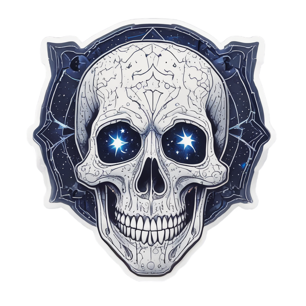 Glowing Galaxy Skull — mystical skull stickers