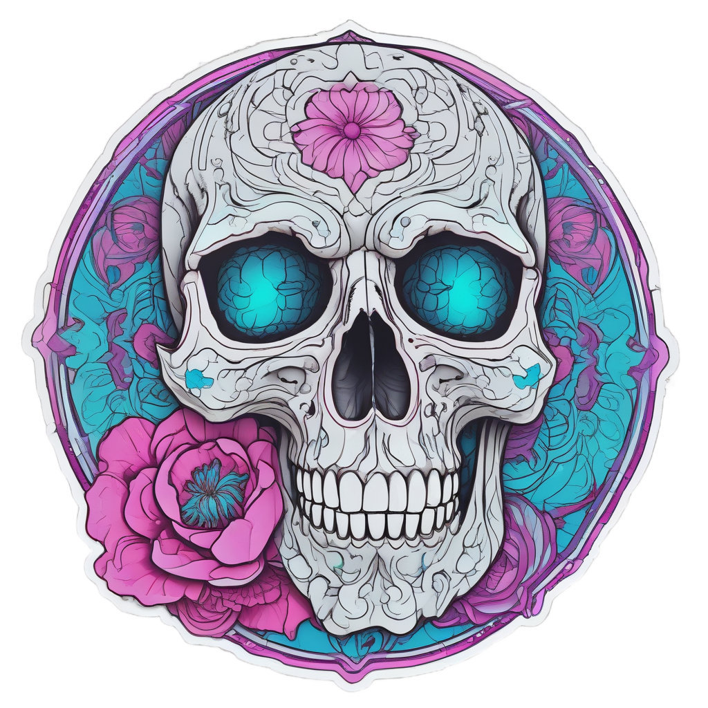 Glowing Mandala Skull — floral skull stickers
