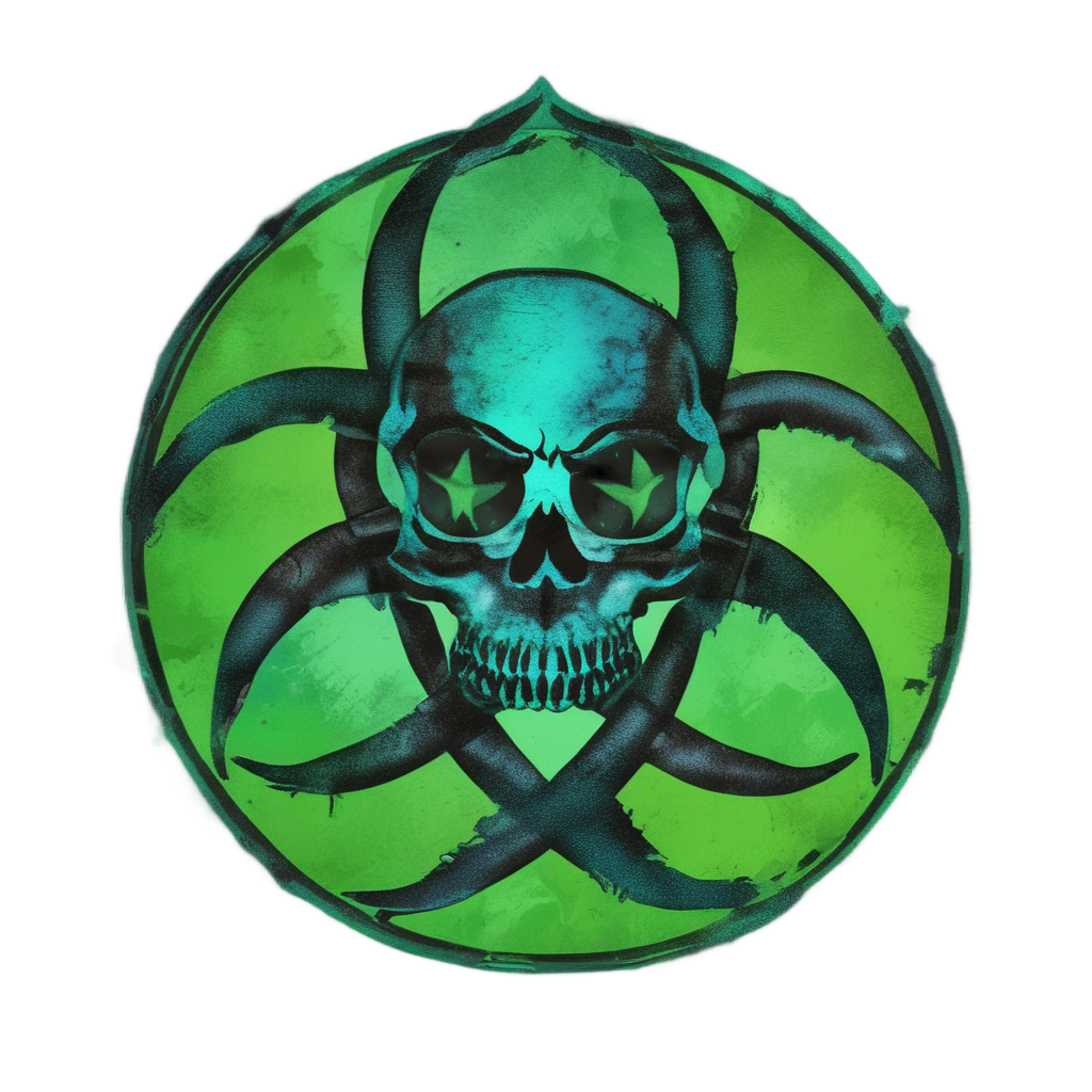 Glowing Neon Biohazard — spooky stickers