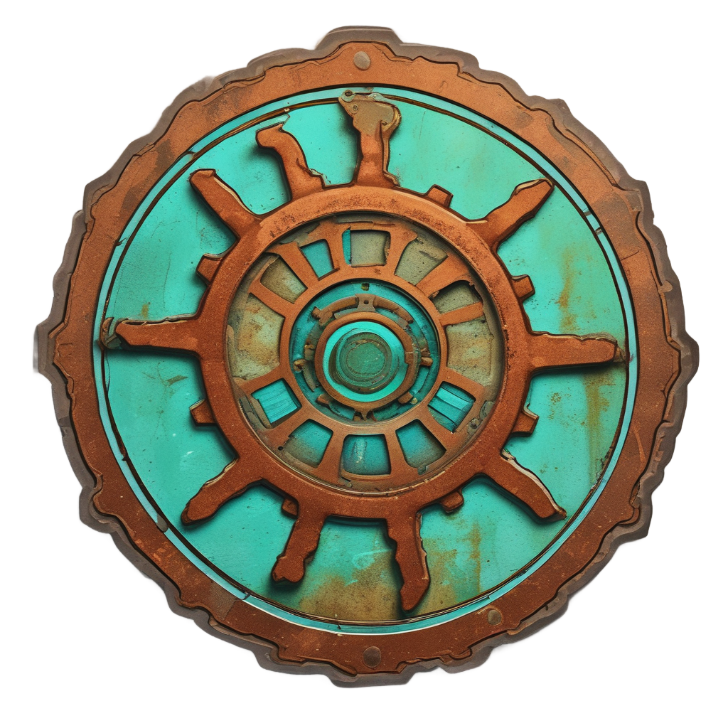 Glowing Rusted Gear — radioactive stickers
