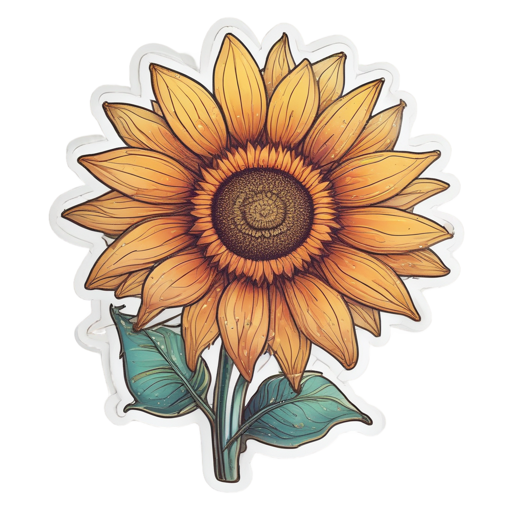 Glowing Sunbeam Sunflower — single stem stickers