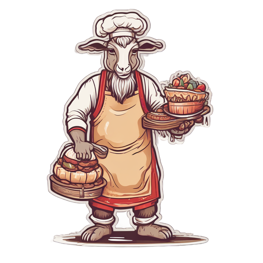 Goat Baker with Pie — farm animals stickers