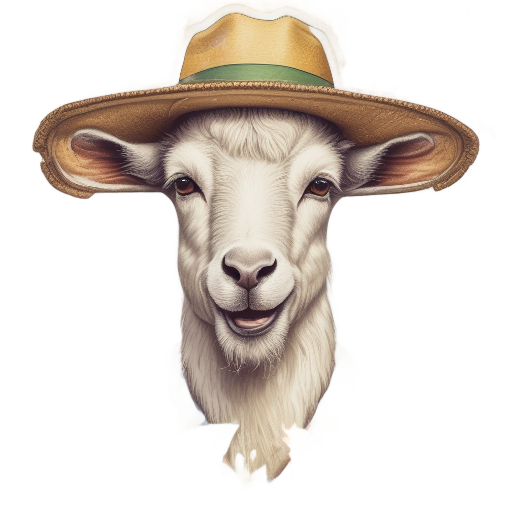 Goat Gardener with Sunflowers — farm animals stickers