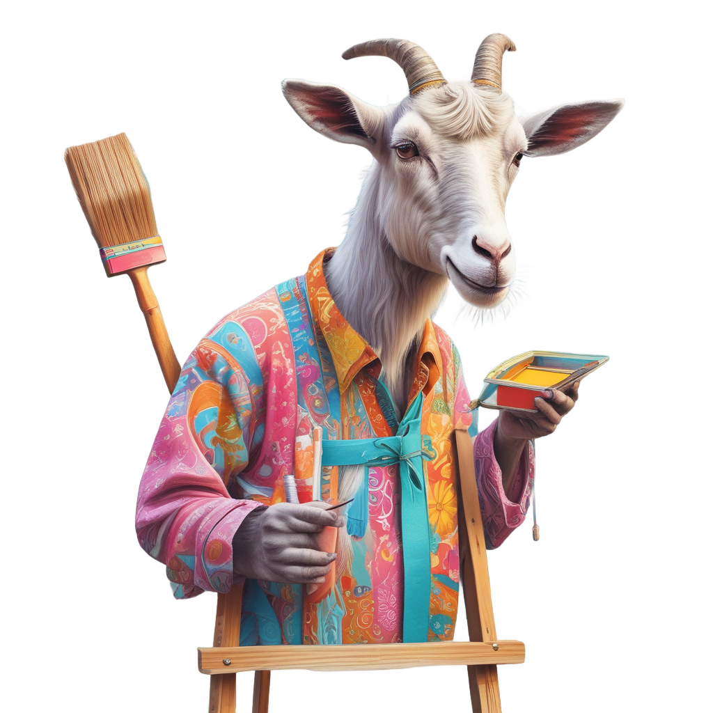 Goat Painter with Brush — farm animals stickers