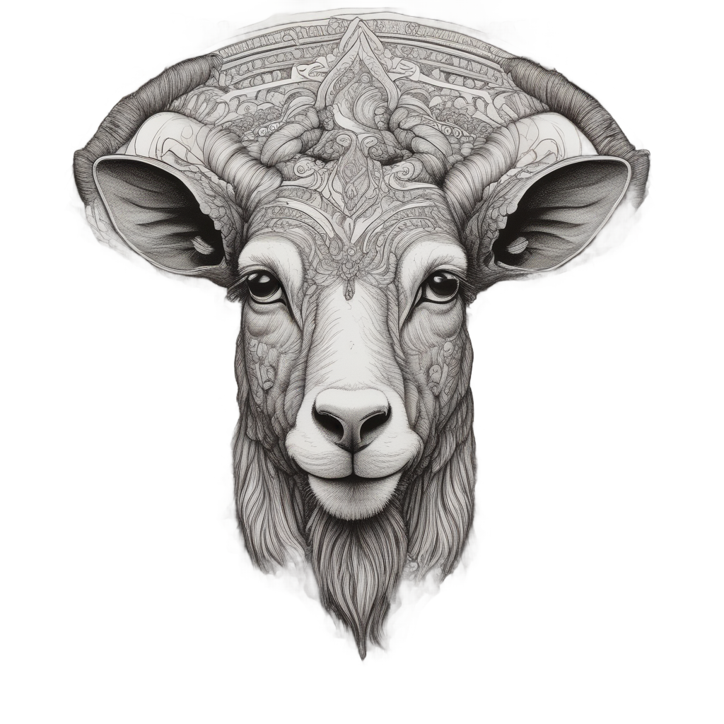 Goat with Mandala Body Art — farm animals stickers