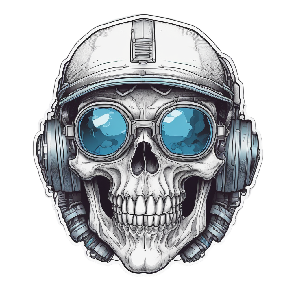 Goggles and Gearhead Skull — biker & chrome skull stickers