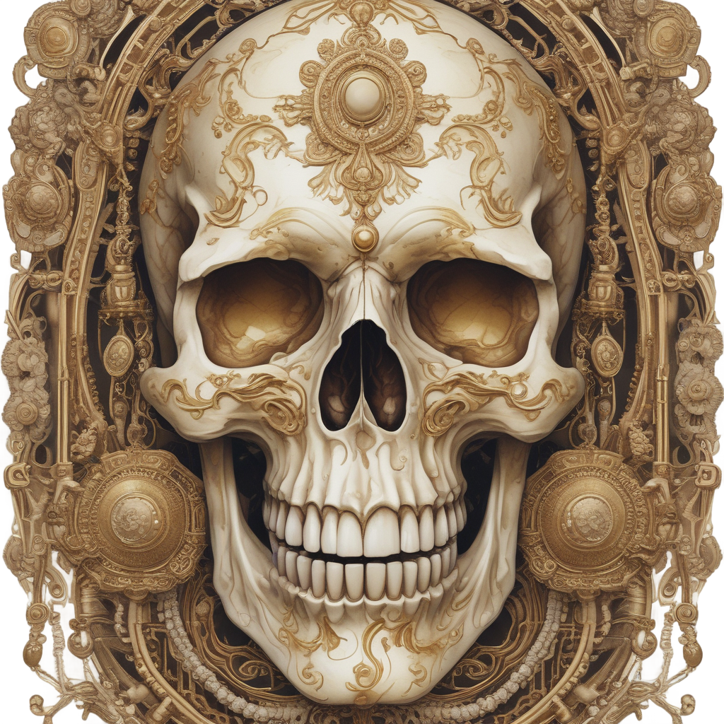 Golden Chained Skull — blackwork skull stickers