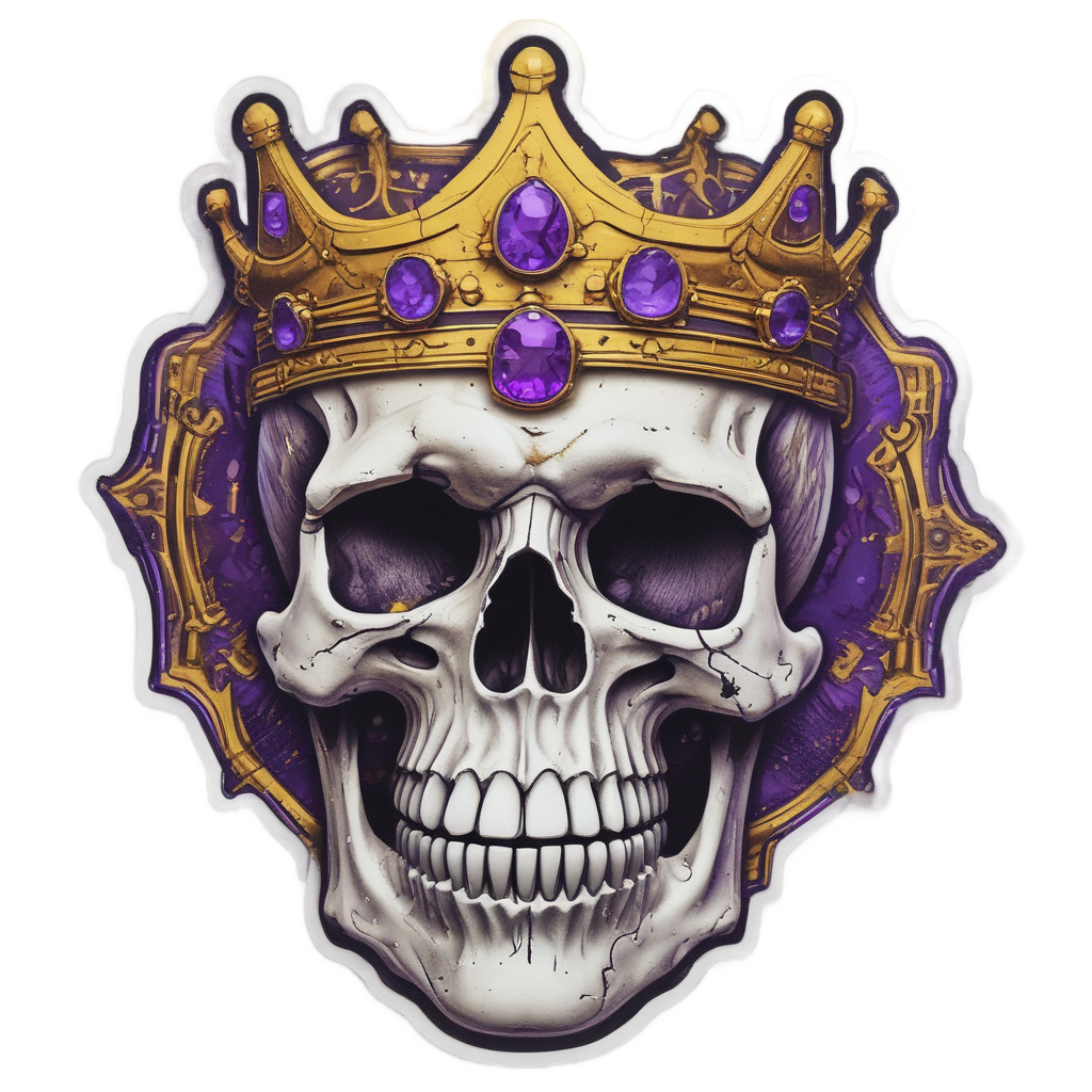 Golden Crown Shatter — blackwork skull stickers